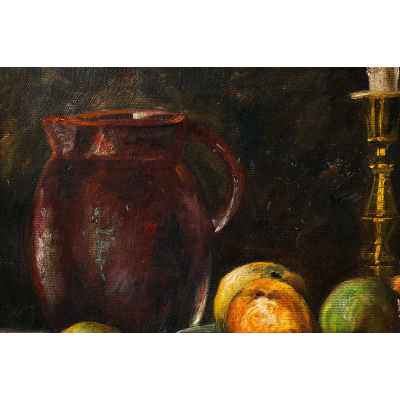 Jud Zwaart Натюрморт с серебряным кувшином х/м Австрия 1920-гг. 34x46 см. Австрия 1920-гг