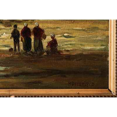 Robert Westerveld На морском берегу х/м США нач. ХХ в. 29,6x37,4 см. Европа 1900-гг