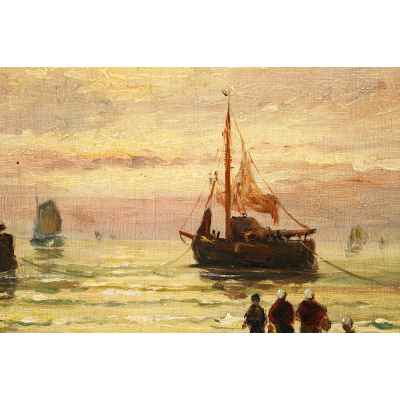 Robert Westerveld На морском берегу х/м США нач. ХХ в. 29,6x37,4 см. Европа 1900-гг