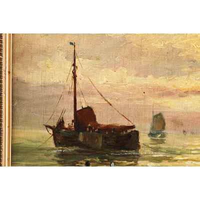 Robert Westerveld На морском берегу х/м США нач. ХХ в. 29,6x37,4 см. Европа 1900-гг