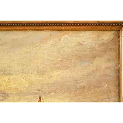 Robert Westerveld На морском берегу х/м США нач. ХХ в. 29,6x37,4 см. Европа 1900-гг