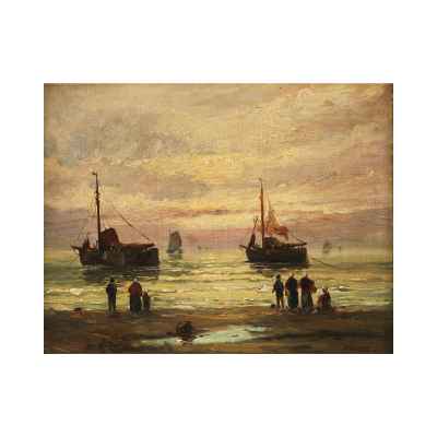 Robert Westerveld На морском берегу х/м США нач. ХХ в. 29,6x37,4 см. Европа 1900-гг