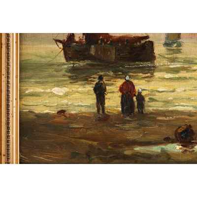 Robert Westerveld На морском берегу х/м США нач. ХХ в. 29,6x37,4 см. Европа 1900-гг