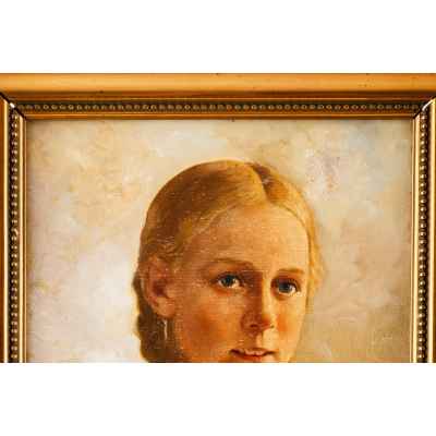 Paceli Germano Портрет девочки х/м Италия нач. ХХ в. 29,7x24 см. Европа Первая четверть XX века