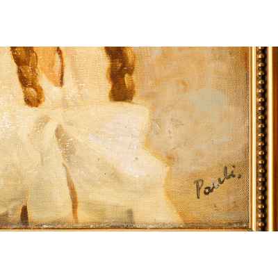 Paceli Germano Портрет девочки х/м Италия нач. ХХ в. 29,7x24 см. Европа Первая четверть XX века