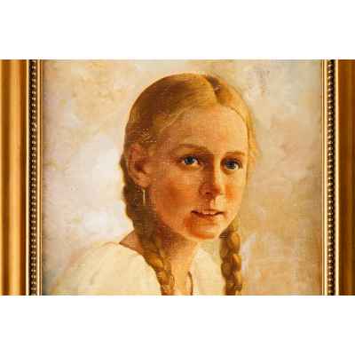 Paceli Germano Портрет девочки х/м Италия нач. ХХ в. 29,7x24 см. Европа Первая четверть XX века