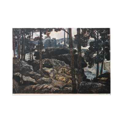 Новиченко В. А. линогравюра Уральский пейзаж 1998 г. 48x72 см.  1998