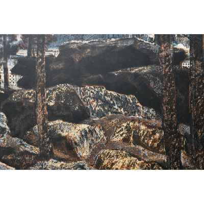 Новиченко В. А. линогравюра Уральский пейзаж 1998 г. 48x72 см.  1998