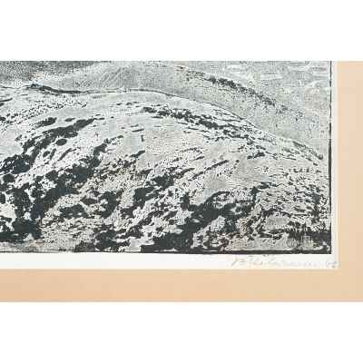 Новиченко В. А. офорт Горная дорога в уральский город 1966 г. 47x62 см.  1966