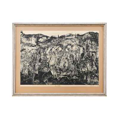 Новиченко В. А. линогравюра Скалистые вершины. Урал 1966 г. 52x72 см.  1966