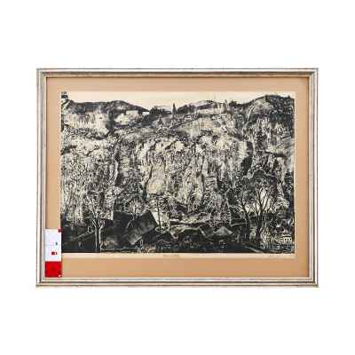 Новиченко В. А. линогравюра Скалистые вершины. Урал 1966 г. 52x72 см.  1966