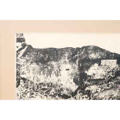 Новиченко В. А. линогравюра Скалистые вершины. Урал 1966 г. 52x72 см.  1966