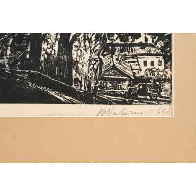 Новиченко В. А. линогравюра Скалистые вершины. Урал 1966 г. 52x72 см.  1966