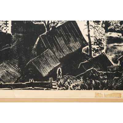 Новиченко В. А. линогравюра Скалистые вершины. Урал 1966 г. 52x72 см.  1966