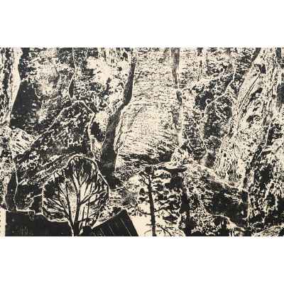 Новиченко В. А. линогравюра Скалистые вершины. Урал 1966 г. 52x72 см.  1966