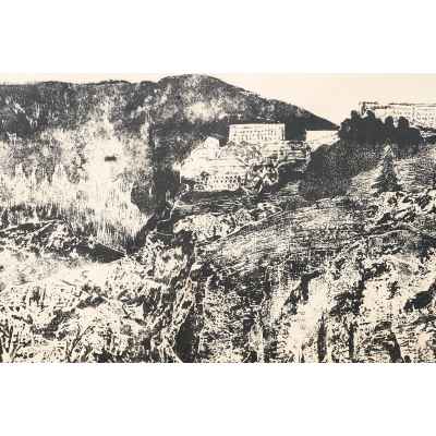 Новиченко В. А. линогравюра Скалистые вершины. Урал 1966 г. 52x72 см.  1966