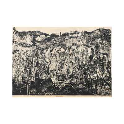 Новиченко В. А. линогравюра Скалистые вершины. Урал 1966 г. 52x72 см.  1966