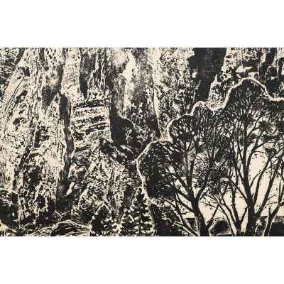 Новиченко В. А. линогравюра Скалистые вершины. Урал 1966 г. 52x72 см.  1966