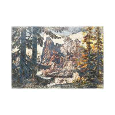 Новиченко В. А. офорт Уральский пейзаж 1982 г. 47x70 см.  1982