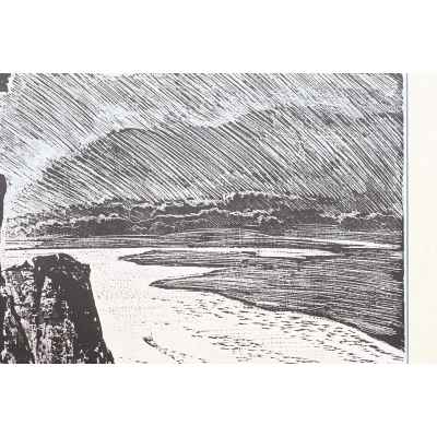 Новиченко В. А. офорт Уральская река 1966 г. 48,5x41 см.  1966