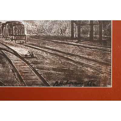 Новиченко В. А. офорт Доменный цех 1964 г. 50,5x68,2 см.  1964