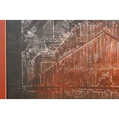 Новиченко В. А. офорт Доменный цех 1964 г. 50,5x68,2 см.  1964