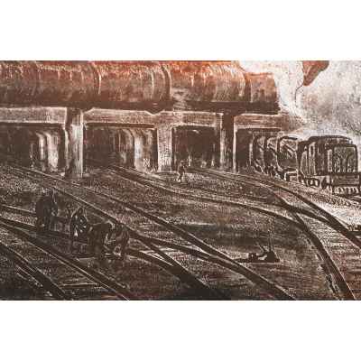 Новиченко В. А. офорт Доменный цех 1964 г. 50,5x68,2 см.  1964