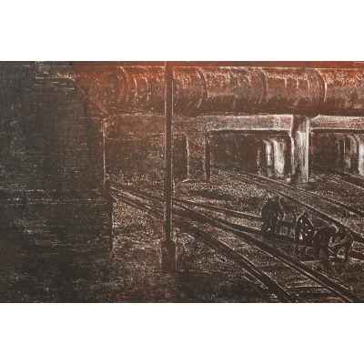 Новиченко В. А. офорт Доменный цех 1964 г. 50,5x68,2 см.  1964