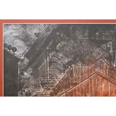 Новиченко В. А. офорт Доменный цех 1964 г. 50,5x68,2 см.  1964