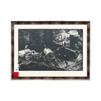 Новиченко В. А. линогравюра Цементовозы 1964 г. 45x71 см.  1964