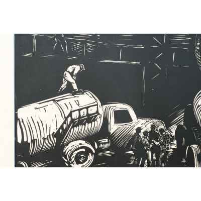 Новиченко В. А. линогравюра Цементовозы 1964 г. 45x71 см.  1964