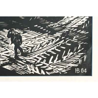 Новиченко В. А. линогравюра Цементовозы 1964 г. 45x71 см.  1964