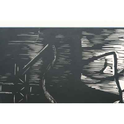 Новиченко В. А. линогравюра Цементовозы 1964 г. 45x71 см.  1964