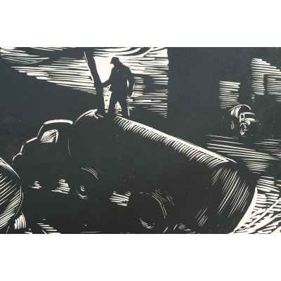 Новиченко В. А. линогравюра Цементовозы 1964 г. 45x71 см.  1964