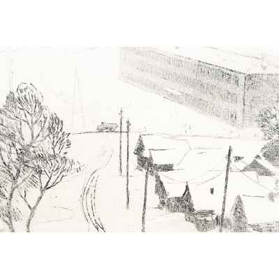 Новиченко В. А. офорт Городской пейзаж 1970 г. 40x51,3 см.  1970