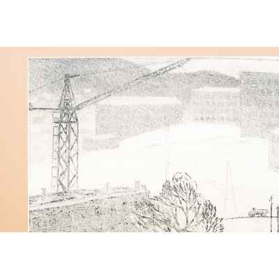 Новиченко В. А. офорт Городской пейзаж 1970 г. 40x51,3 см.  1970
