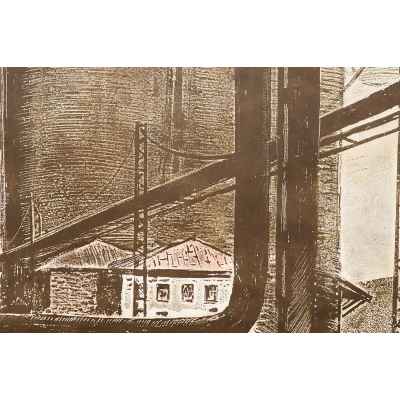 Новиченко В. А. офорт Цементоводы 1964 г. 42x55,5 см.  1964