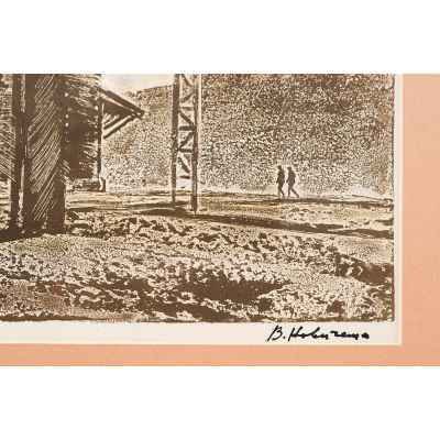 Новиченко В. А. офорт Цементоводы 1964 г. 42x55,5 см.  1964