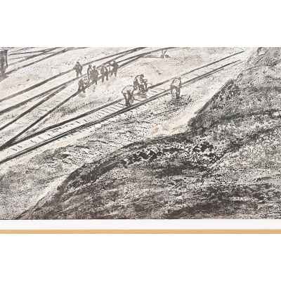 Новиченко В. А. офорт Ремонтники 1966 г. 55,5x68,5 см.  1966