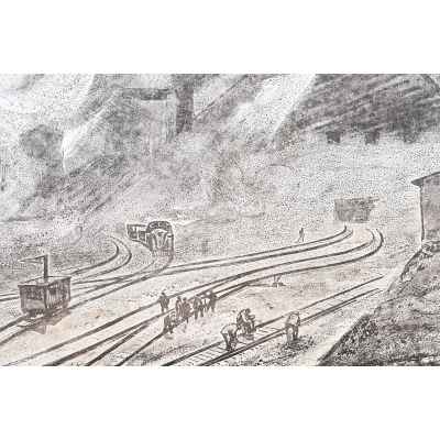 Новиченко В. А. офорт Ремонтники 1966 г. 55,5x68,5 см.  1966