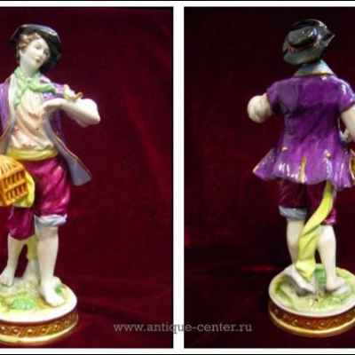 Парные статуэтки «Птицелов» и «Дама с цветами» (01671)  