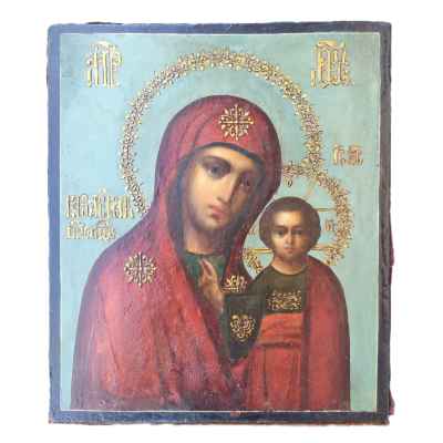 Икона Богоматерь Казанская масло кон. XIX в. 31х26,2 см.