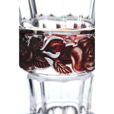 Стакан «ранфбехер» с бордовыми цветами Богемия XX век