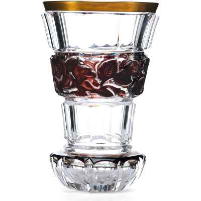 Стакан «ранфбехер» с бордовыми цветами Богемия XX век