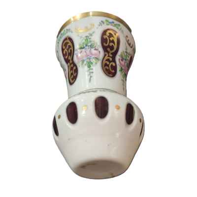 Бокал ранфбехер красный многослойное стекло, эмали Богемия сер. ХХ в. Н-13 см. Богемия. Чехословакия 1960