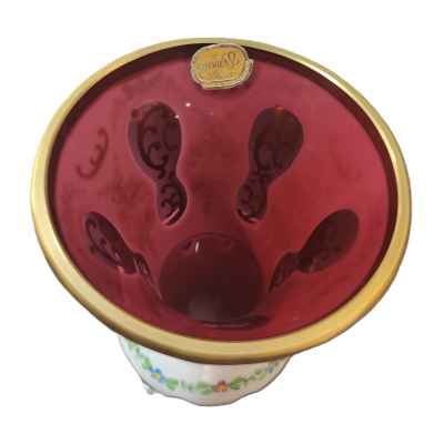 Бокал ранфбехер красный многослойное стекло, эмали Богемия сер. ХХ в. Н-13 см. Богемия. Чехословакия 1960