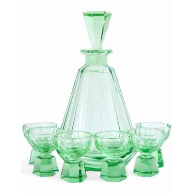 Набор для алкогольных напитков в стиле Ар-деко. Богемия 1930