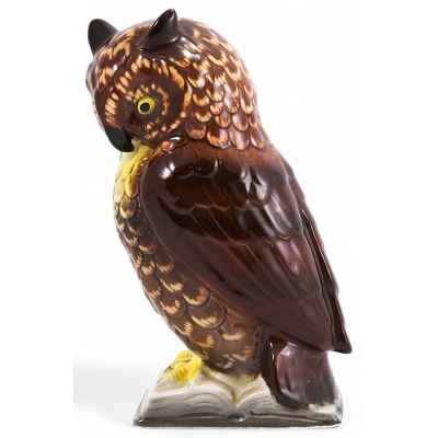 Скульптура Премудрый филин фаянс, Gmundner Keramik Австрия сер. ХХ в. Н-19,2 см. Австрия, Gmundner Keramik первая половина XX века