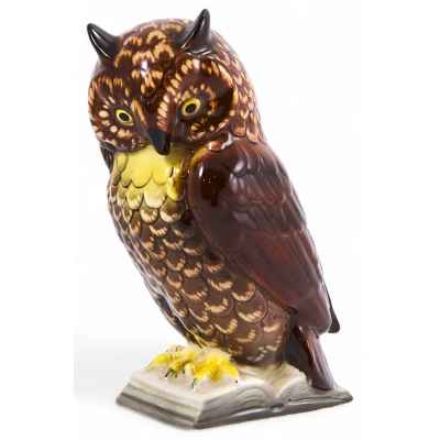 Скульптура Премудрый филин фаянс, Gmundner Keramik Австрия сер. ХХ в. Н-19,2 см. Австрия, Gmundner Keramik первая половина XX века