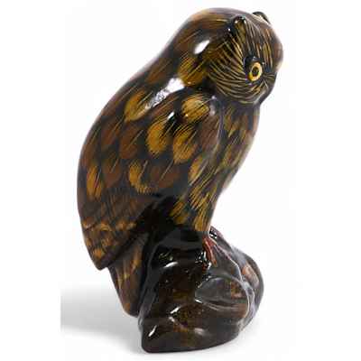 Скульптура Сова фаянс, Керамос (Keramos) Австрия сер. ХХ в. Н-10 см. Вена Вторая половина XX века